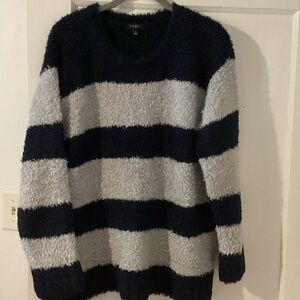 Talbots Navy and Gray Striped Sweater